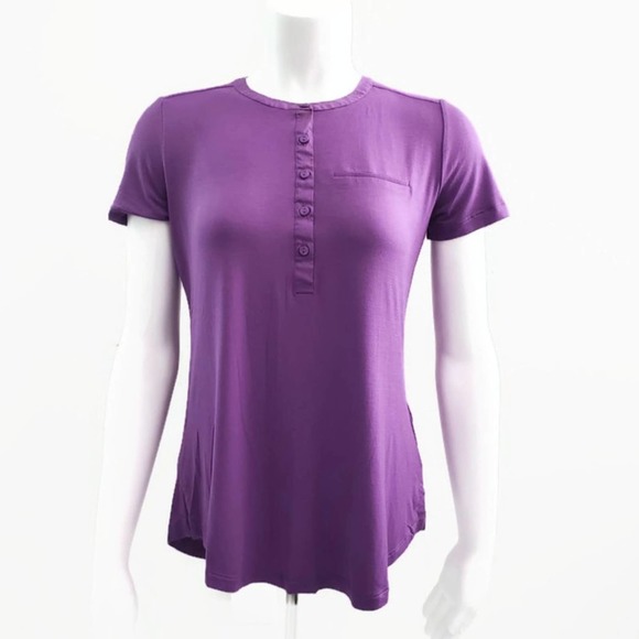 NYDJ Tops - NYDJ Women's Half Button Crew Neck Cap Sleeves Blouse XXS